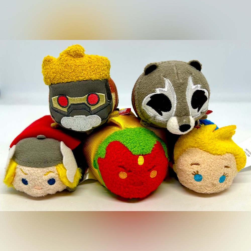 Disney Marvel Set of 5 Mini Tsum Tsums, NWT (except Captain Marvel).
